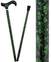 Scratch & Dent Lucky 4-Leaf Clover - Folding Carbon Fiber Derby Walking Cane - 2 Piece  V1863 For Cheap