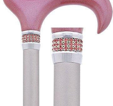 Scratch & Dent Painted Rose Designer Glitter Derby Handle Walking Cane w  Rhinestone Collar V1943 For Sale